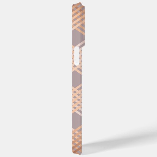 Dover Gray und Metallic Peach Kariert Case-Mate iPhone Hülle (Rückseite / Rechts)