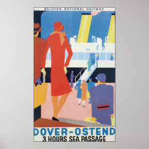 Dover Ostende, belgische Eisenbahn Poster