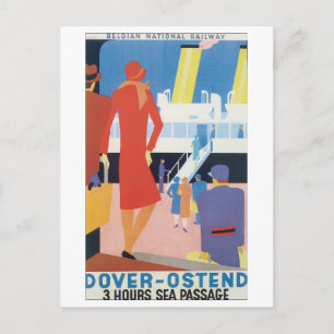 Dover Ostende, belgische Eisenbahn Postkarte