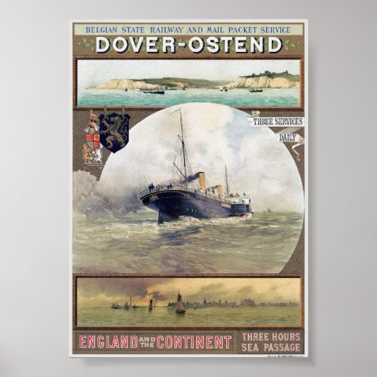 Dover-Ostende Vintage Poster der 1910er (Vorne)