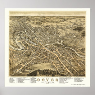 Dover, panoramische Karte NH - 1877 Poster