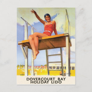 Dovercourt Bucht, Girl on Diving Board, Vintag Postkarte