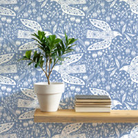 Doves and Blume White on Dusty Blue Bird Art