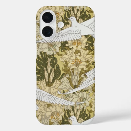 Doves and Lilies, Floral & Birds Art Nouveau Case-Mate iPhone Hülle (Rückseite)