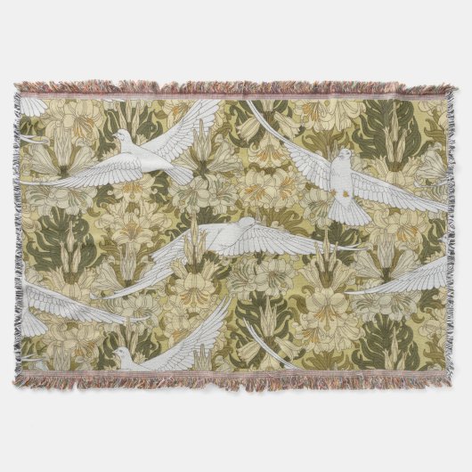 Doves and Lilies, Floral & Birds Art Nouveau Decke (Vorderseite)