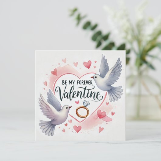 Doves and Rings Card - Seien Sie mein ewiges Valen Feiertagskarte (Stehend Vorderseite)