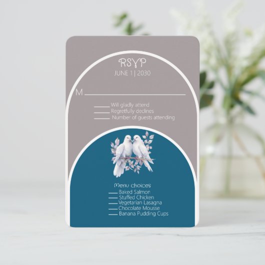 Doves and Rings Light Gray and Ocean Blue Arches (Stehend Vorderseite)