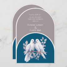 Doves and Rings Light Gray and Ocean Blue Arches