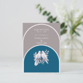 Doves and Rings Light Gray and Ocean Blue Arches Postkarte (Stehend Vorderseite)