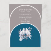 Doves and Rings Light Gray and Ocean Blue Arches Postkarte (Vorderseite)
