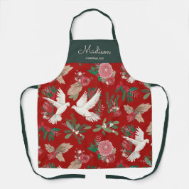 Doves Blumenweihnachtsrot Schürze