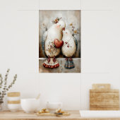 Doves Couple Wall Art, Romantic Dove Illustration Poster (Küche)