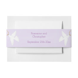 Doves Design Lilac Colored Wedding Einladungsbanderole