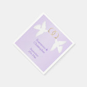 Doves Design Lilac Colored Wedding Serviette (Ecke)