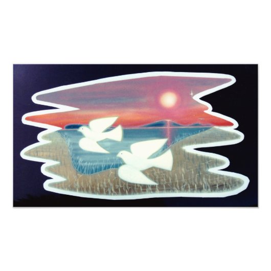 Doves Flight over Water Fotodruck (Vorne)