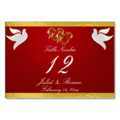 Doves & Heart - Crimson Red/Gold Tischnummer (Rückseite)