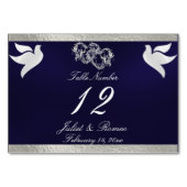 Doves & Heart - Navy Blue/Silver Tischnummer (Rückseite)