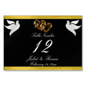 Doves & Heart - Schwarz/Gold-Tischnummer Tischnummer (Rückseite)