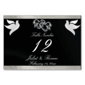 Doves & Heart - Schwarz/Silber-Tischnummer Tischnummer (Vorderseite)