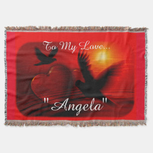 Doves & Hearts Liebe-Design Decke