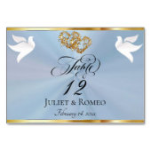 Doves & Hearts - Pastel Blue/Gold Tischnummer (Rückseite)