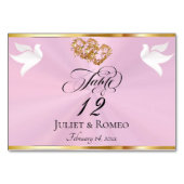 Doves & Hearts - Pastel Pink/Gold Tischnummer (Rückseite)