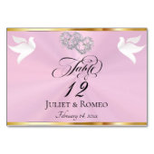 Doves & Hearts - Pastel Pink/Silver Tischnummer (Rückseite)