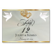 Doves & Hearts - Pastel Sage/Gold Tischnummer (Vorderseite)