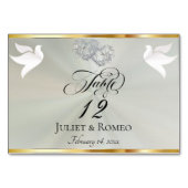 Doves & Hearts - Pastel Sage/Silver Tischnummer (Vorderseite)