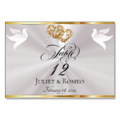 Doves & Hearts - Pearl White/Gold Tischnummer (Vorderseite)