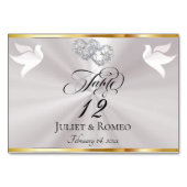 Doves & Hearts - Pearl White/Silver Tischnummer (Vorderseite)
