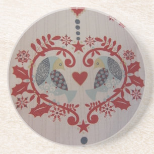 Doves & Hearts — Pennsylvania Niederländisch Sandstein Untersetzer