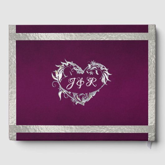 Doves, Hearts & Ribbon - Lila/SilberGästebuch Gästebuch (Rückseite)