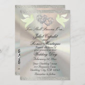 Doves, Herz und Band, QR-Code - weiß/silber Einladung (Vorne/Hinten)