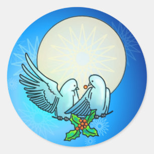 DOVES & HOLLY von SHARON SHARPE Runder Aufkleber