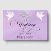 Doves & Linked Hearts - Lavender/Silver Gästebuch (Vorderseite)