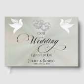 Doves & Linked Hearts - Pastel Sage/Silver Gästebuch (Vorderseite)