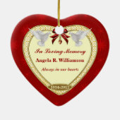 Doves Memorial Heart Custom Foto Ornament (Hinten)