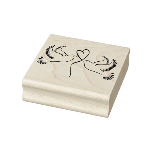 Doves mit Herz Gummistempel (Stempel)