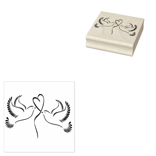Doves mit Herz Gummistempel (Stempel)