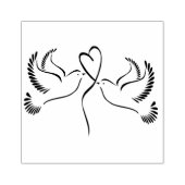 Doves mit Herz Gummistempel (Prägung)