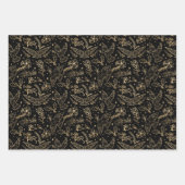 Doves of Peace Shimmer Gold Foil Blumenmuster Geschenkpapier Set (Vorderseite 2)