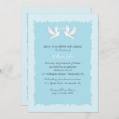 Doves Religious Invitation Blue Einladung (Vorne/Hinten)