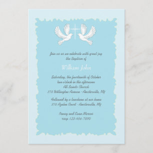Doves Religious Invitation Blue Einladung
