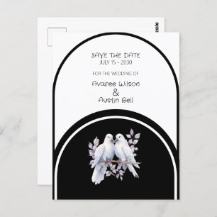 Doves Rings Black und White Arched Postkarte