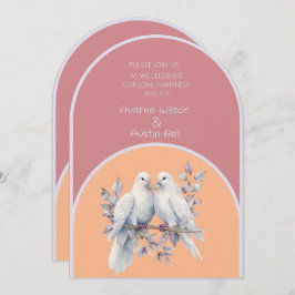 Doves Rings Dusty Pink Peach Fuzz Lavender Arted Einladung