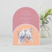 Doves Rings Dusty Pink Peach Fuzz Lavender Arted Einladung (Stehend Vorderseite)