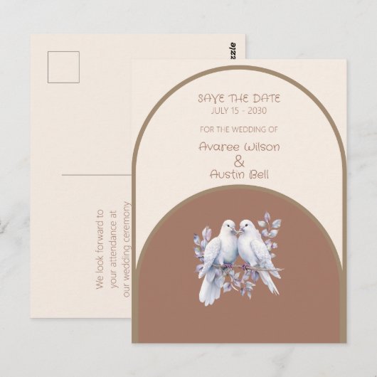 Doves Rings Mocha Mousse Light Beige Taupe Arch Postkarte (Vorne/Hinten)