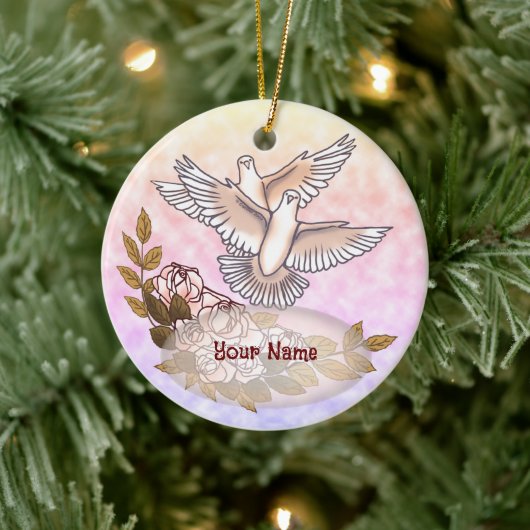 Doves Rose Keramik Ornament (Baum)