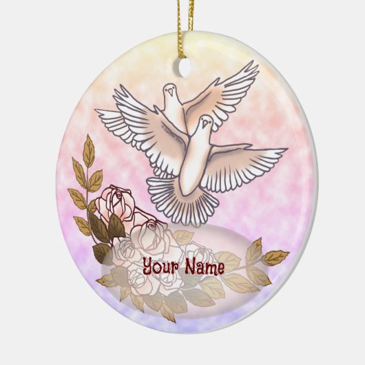 Doves Rose Keramik Ornament (Links)